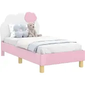 vidaXL Peuterbedframe met hoofdboard Roze 70 x 140 cm PU