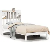 vidaXL Bed met boekenkast zonder matras grenenhout wit 90x200 cm