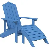 vidaXL Tuinstoel Adirondack met voetenbank en tafel HDPE aquablauw