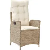 vidaXL Tuinstoel verstelbaar met kussens poly rattan beige
