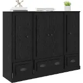 vidaXL Hoge kast, 3 stuks, zwart, eikenlook, 132 x 35,5 x 103,5 cm