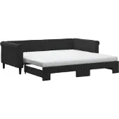 vidaXL Slaapbank onderschuifbed en matrassen 100x200 cm fluweel zwart