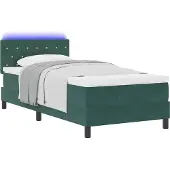 vidaXL LED Box Spring Bed met matras Donkergroen 100 x 200 cm Fluweel