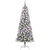 vidaXL Kunstmatige Hinged Kerstboom 300 LED's Groen en Wit 180 cm