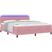 vidaXL LED Box Spring Bed met hoofdeinde Roze 180 x 200 cm Fluweel