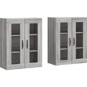 vidaXL Hangkasten 2 st bewerkt hout grijs sonoma eikenkleurig