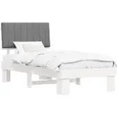 vidaXL Bedframe met Gevoerde Hoofdbord Lichtgrijs 90 x 190 cm