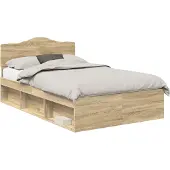 vidaXL Bedframe met hoofdeinde Sonoma 120 x 190 cm Massief grenenhout