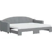 vidaXL Slaapbank onderschuifbed en matrassen 80x200 cm stof lichtgrijs