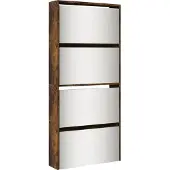 vidaXL Schoenenkast met spiegel 4-laags 63x17x134 cm gerookt eiken