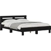 vidaXL Bedframe Zwart Eiken 140 x 200 cm Bewerkt hout