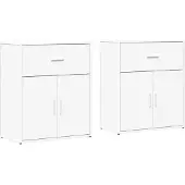 vidaXL Dressoirs 2 st 60x31x70 cm bewerkt hout wit