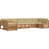 vidaXL Buiten bank set 7 st Natuurlijk en Beige Massief Acacia Hout