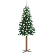 vidaXL Slanke Kerstboom Groen 180 cm PVC en massief dennenhout