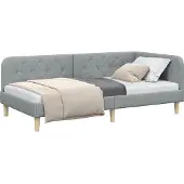 vidaXL Hoek Bed Frame Lichtgrijs 90 x 200 cm Stof