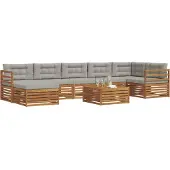 vidaXL Buiten bank set 8 st Natuurlijk en Licht Grijs