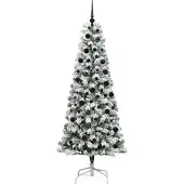 vidaXL Kunstmatige Hinged Kerstboom met 300 LED Groen en Wit 210 cm