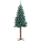 vidaXL Slanke Kerstboom Groen 180 cm PVC en massief dennenhout