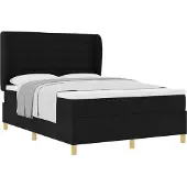 vidaXL Boxspring bed met hoofdeinde Zwart 200 x 140 cm Stof