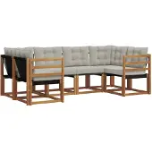 vidaXL Buiten bank set 6 st Naturel en lichtgrijs