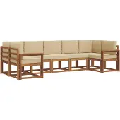 vidaXL Buiten bank set 7 st Natuurlijk en Beige