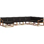 vidaXL Buiten bank set 8 st Natuurlijk en zwart Massief Acacia Hout
