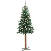 vidaXL Slanke Kerstboom Groen 210 cm PVC en massief dennenhout