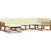 vidaXL Buiten bank set 6 st Natuurlijk en Crème Massief Acacia Hout