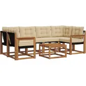 vidaXL Buiten bank set 7 st Natuurlijk en Beige