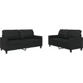 vidaXL 2-delige Loungeset met kussens kunstleer zwart