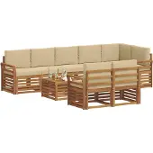 vidaXL Buiten bank set 9 st Natuurlijk en Beige Polyester
