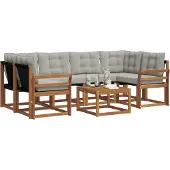 vidaXL Buiten bank set 7 st Natuurlijk en Licht Grijs
