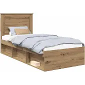vidaXL Bedframe Ambachtelijk Eiken 75 x 190 cm Massief grenenhout
