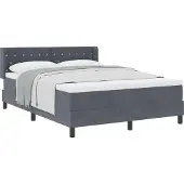 vidaXL Boxspringbed met hoofdeinde, donkergrijs, 190 x 140 cm, fluweel