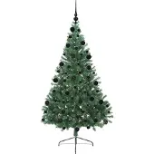 vidaXL Kunststof Voorverlichte Kerstboom met 300 LED Groen 210 cm PVC