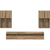 vidaXL - TV - Wandkast - Set - met - LED - Verlichting - 7 - st - Bewerkt - hout