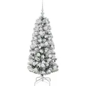 vidaXL Kunstmatige Hinged Kerstboom met 150 LED Groen en Wit 120 cm