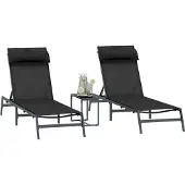 vidaXL Zonligstoelen 2-persoon 3 pcs Zwart en Anthraciet Staal