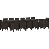 vidaXL Tuin Eettafel Set 15 st Bruin Polt riet