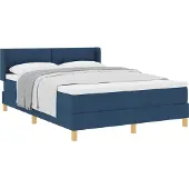 vidaXL Boxspring bed met hoofdeinde Blauw 190 x 140 cm Stof