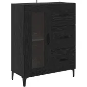 vidaXL Highboard Zwart Eiken 69,5 x 34 x 180 cm Bewerkt hout