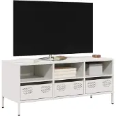 vidaXL Tv-meubel 101,5x39x43,5 cm koudgewalst staal wit