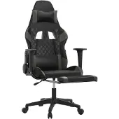 vidaXL Massage gamestoel met voetensteun kunstleer zwart en grijs