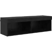 vidaXL TV wand eenheden met LED 6 st Zwart Eiken Bewerkt hout