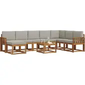 vidaXL Buiten bank set 9 st Natuurlijk en Licht Grijs