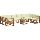 vidaXL Buiten bank set met kussen 11 pcs Natuurlijk en Crème