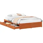 vidaXL Bedframe met lade met opslag 3 pcs Wasbruin Massief vurenhout