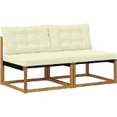 vidaXL 2 Stuk Buiten Midden Sofa Massief Acaciahout en Textilene