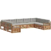 vidaXL Buiten bank set 9 st Natuurlijk en Licht Grijs