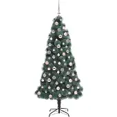 vidaXL Kunst kerstboom met verlichting en ballen set Groen 180 cm PET